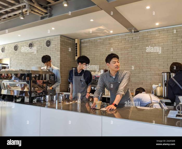 Seoul apron bartender sou costumers alamy south